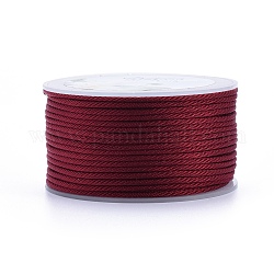 Cordones trenzados de poliéster, para hacer joyas, de color rojo oscuro, 2mm, alrededor de 21.87 yarda (20 m) / rollo