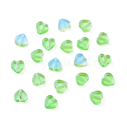 Transparent Glass Pendants,  Heart, Lime, 5.5x6x2mm, Hole: 1mm