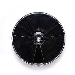 Contenedores de abalorios de plástico, caja de la joya de la decoración del arte del clavo, plano y redondo, negro, 82x10mm