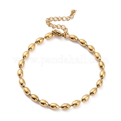 Ионное покрытие (ip) 304 овальные шариковые браслеты из нержавеющей стали для женщин, золотые, 6-3/4 дюйм (17 см)