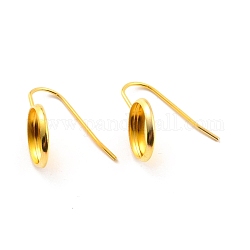 304 Stainless Steel Earring Hooks, with Cabochon Settings, Flat Round, Real 18K Gold Plated, 20mm, 21 Gauge, Pin: 0.7mm, Tray: 10mm