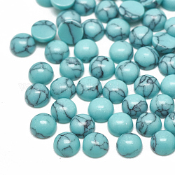 Synthetic Turquoise Cabochons, Dyed, Half Round/Dome, Medium Turquoise, 4x2mm