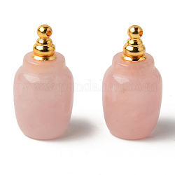 Ciondoli per bottiglie di profumo apribili in pietre preziose naturali, con accessori di ottone, 35.5x19mm, Foro: 1.6 mm, capacità: 1 ml (0.03 fl. oz)