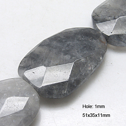 Natural Cloudy Quartz Beads Strands, Faceted, Polygon, Gray, 51x35x11mm, Hole: 1mm, about 8pcs/strand, 15.5inch