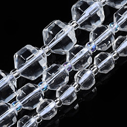 Synthetic Quartz Beads Strands, with Seed Beads, Faceted, Polygon, 5x5.5mm, Hole: 1.2mm, about 53pcs/strand, 14.96 inch(38cm)