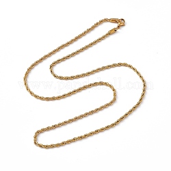 201 ожерелье из веревки из нержавеющей стали для мужчин и женщин, реальный 18k позолоченный, 23.62 дюйм (60 см)
