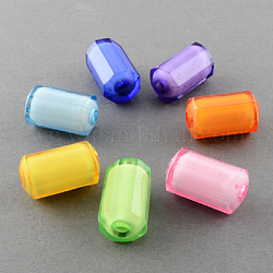 Transparent Acrylic Beads, Bead in Bead, Faceted, Column, Mixed Color, 19x11mm, Hole: 4mm, about 330pcs/500g