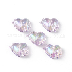 Perles en acrylique transparente, de couleur plaquée ab , coeur avec l'étoile, Prune, 14.5x19.5x10mm, Trou: 2mm
