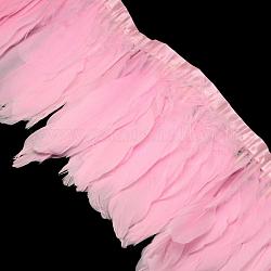 Accessoires de costume en tissu de plumes d'oie à la mode, rose, 100~180x38~62mm, environ 2 m / sac