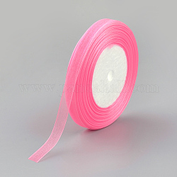 Organza Ribbon, Hot Pink, 3/8 inch(10mm), 50yards/roll(45.72m/roll), 10rolls/group, 500yards/group(457.2m/group)