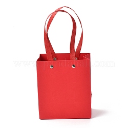 Rectangle Paper Bags, with Nylon Handles, for Gift Bags and Shopping Bags, Red, 13x0.4x15cm