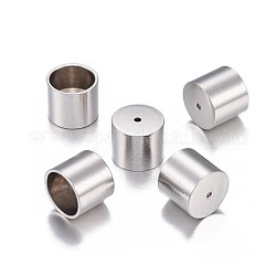 201 Stainless Steel Cord Ends, End Caps, Column, Stainless Steel Color, 7x7mm, Hole: 0.8mm, Inner Diameter: 6mm