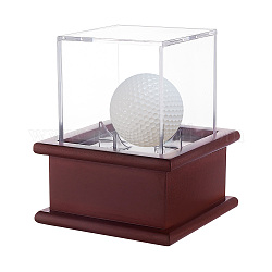 Ahandmaker vitrina de pelotas de golf, soporte cuadrado acrílico para pelota de golf, Caja de presentación transparente para pelotas de golf con protección contra el polvo y base de madera roja, estuche de almacenamiento de béisbol desmontable, 4.25x4.25x5.16 pulgada