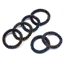Граненые непрозрачные стеклянные бусины с покрытием цвета ab, эластичные браслеты, женские модные украшения ручной работы, чёрные, внутренний диаметр: 1-3/4 дюйм (4.5 см)