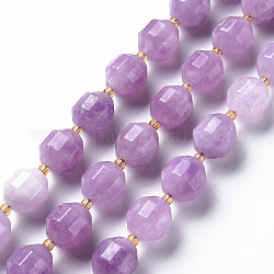 Brins de perles de dolomite naturelles, teinte, facette, avec des perles de rocaille, perles de prisme à double pointe, Toupie, support violet, 11~12x10~11.5mm, Trou: 1.5mm, Environ 27~28 pcs/chapelet, 14.57 pouce ~ 15.16 pouces (37 cm ~ 38.5 cm)