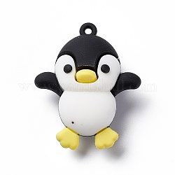 PVC Plastik Cartoon große Anhänger, für DIY Schlüsselbund machen, Pinguinmuster, 50x51.5x24 mm, Bohrung: 2.5 mm