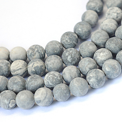 Hilos de cuentas de jaspe policromado natural esmerilado/piedra picasso/jaspe picasso, redondo, 8~8.5mm, agujero: 1 mm, aproximamente 47 pcs / cadena, 15.5 pulgada