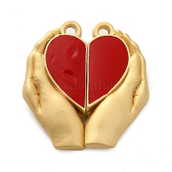 Магнитные застежки из легированной эмали, окрашенные распылением, руки с сердцем, золотые, огнеупорный кирпич, 27x25.5x6 мм, отверстие : 1.8 мм