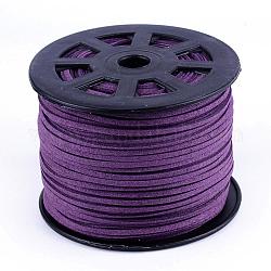 Cordons en imitation daim, dentelle de faux suède, support violet, 1/8 pouce (3 mm) x1.5 mm, environ 100yards / rouleau (91.44m / rouleau), 300 pied/rouleau