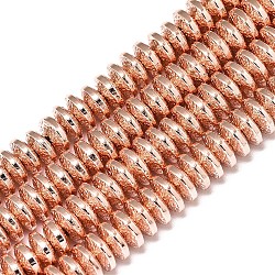 Electroplate non magnetici ematite sintetico fili di perline, accidentato, disco, placcato oro rosa, 8x3mm, Foro: 1.4 mm, circa 120~122pcs/filo, 15.75 pollice (40 cm)