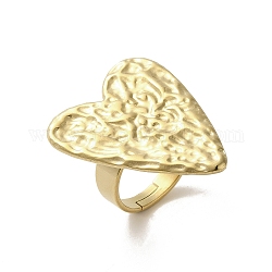 304 anello regolabile a cuore testurizzato in acciaio inossidabile, gioielli per le donne, oro, diametro interno: 17mm