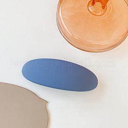 Haarspange aus Kunststoff, mit Metallclip, gebogenes Oval, Kornblumenblau, 83 mm