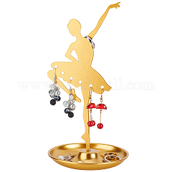 FINGERINSPIRE Dancer Shape Earring Display Stands Metal 8.4 inch High Golden 6 holes Earring Display Holder Jewelry Storage Tray for Long Earrings Ear Studs Rings Jewelry Tower for Retail Trade Show