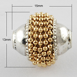 Handmade Indonesia Beads, with Alloy Cores, Oval, Antique Silver, Goldenrod, 13x15x13mm, Hole: 2mm