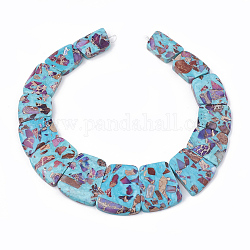 Synthetic Gemstone Beads Strands, Regalite and Turquoise, Graduated Pendant Beads, Dyed, Trapezoid, Dark Orchid, 24~35x16~28x5.5~6mm, Hole: 1~1.5mm, 15pcs/set, 11.81 inch/strand
