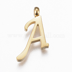 Colgantes de 304 acero inoxidable, letra inicial, letter.a, dorado, 16x11x2mm, agujero: 2 mm