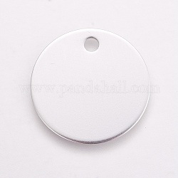 Gros pendentifs en aluminium, pet tag, estampillage d'une étiquette vierge, plat rond, couleur argentée, 25x1mm, Trou: 3mm