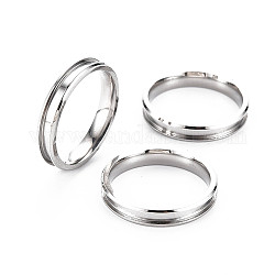 304 ajuste de anillo de dedo ranurado de acero inoxidable, núcleo de anillo en blanco, para hacer joyas con anillos, color acero inoxidable, diámetro interior: 19 mm