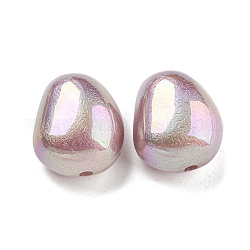 Perlas de plástico abs pintadas con spray, abalorios de imitación, oval, teñido, color de ab chapado, rosa vieja, 16x13.5x10mm, agujero: 2 mm