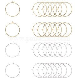 PandaHall Elite 100 pcs Golden/Silver 25mm Brass Round Hoop Earrings Wire Hoops Wine Glass Charm Rings Beading Hoop for DIY Craft Making Party Favors