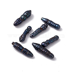 Barocke natürliche Keshi-Perlenperlen, Kolumne, gefärbt, Schwarz, 18~23x4.5~6.5 mm, Bohrung: 0.6 mm