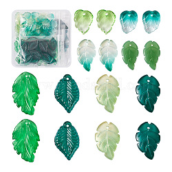 Yilisi 160pcs 8 pendentifs en verre transparent de style, feuille, couleur mixte, 20 pièces / style