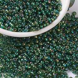 Perles rocailles miyuki rondes, Perles de rocaille japonais, 8/0, (rr288) transparent vert olive ab, 3mm, Trou: 1mm, environ 2111~2277 pcs/50 g