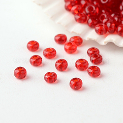 12/0 grade a perles de rocaille en verre rondes, couleurs transparentes, rouge, 2x1.5mm, Trou: 0.5mm, environ 45000 pcs / livre