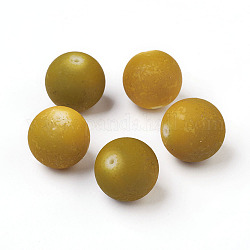Painted Glass Beads, Rubberized Style, Round, Dark Goldenrod, 18mm, Hole: 1.2~1.5mm