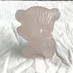 Резные фигурки медведей из натурального розового кварца с лечебным бантом, Украшения из камня с энергией Рейки, 50x35x60 мм