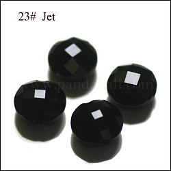 Имитация австрийских кристаллов, класс AAA, граненые, плоско-круглые, чёрные, 8x4.5 мм, отверстие : 0.9~1 мм
