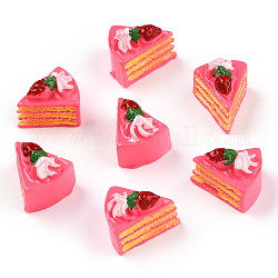 Cabochon decodificati in resina a forma di torta triangolare, cibo imitazione, rosa intenso, 15x12x13mm