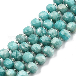 Natur Amazonit Perlen Stränge, mit Glasperlen, facettiert, Rondell, 8x6 mm, Bohrung: 1 mm, ca. 20~22 Stk. / Strang, 7.09 Zoll (18 cm)