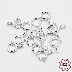 925 стерлингового серебра застежками пружинного кольца, серебряные, 8x5x1 мм, отверстие : 1.5 мм