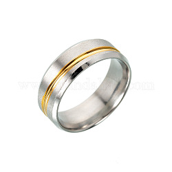 316l外科用ステンレス鋼ワイドバンドフィンガー指輪  サイズ8  ゴールデン·ステンレス鋼色  18.2mm