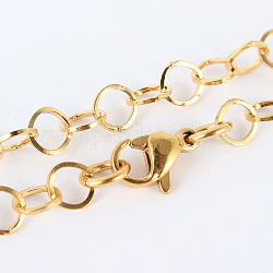 304 Stainless Steel Cable Chain Necklaces, with Lobster Claw Clasps, Golden, 17.7 inch(44.9cm), 5mm