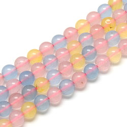 Naturchalcedon-Perlenstränge, Nachahmung Morganit Farbe, gefärbt, Runde, 8 mm, Bohrung: 1 mm, ca. 48 Stk. / Strang, 14.9 Zoll