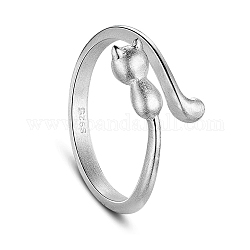Shegrace lindo diseño 925 anillos de dedo con puño de gatito de plata esterlina, plata, 18mm