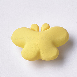 Boutons en acrylique, caoutchouté, 1-trou, papillon, jaune, 28.5x21x13mm, Trou: 4mm