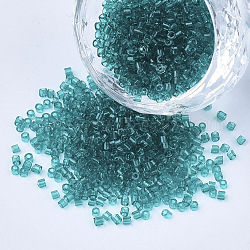 Perles cylindriques en verre, Perles de rocaille, couleurs transparentes, trou rond, dark cyan, 1.5~2x1~2mm, Trou: 0.8mm, environ 8000 pcs / sachet , environ 85~95 g /sachet 